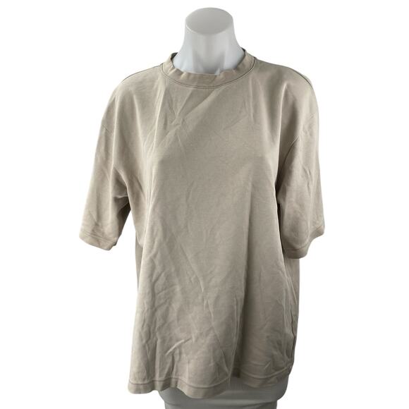 Uniqlo Tops - Uniqlo Airism Womens Beige Short Sleeve Crew Neck Basic Tee T-Shirt Top Size L
